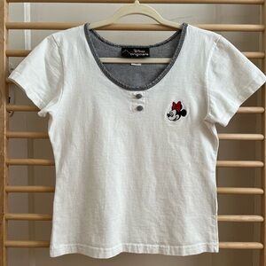 Disney Originals 100% Heavyweight Cotton Embroidered Minnie T-shirt Top S/M